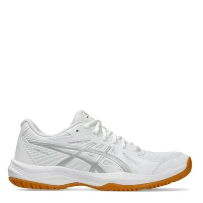 Image of Asics Upcourt 6 Multicourt tennis shoes, Women&#039;s, Size: 8.5, White/pure silver Imitation leather/ textile