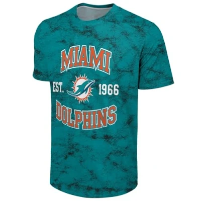 Image of FOCO NFL Men&#039;s Officially Licensed Established Wordmark Camo Performance Throwback Team Color Crewneck T Shirt, Miami Dolphins Teal, XL