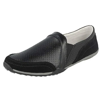 Image of Down To Earth Ladies Leather Casual Shoes F80423 Black UK Size 6 EU 39 US 8