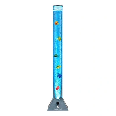 Image of Straame 90cm Colour Changing LED Light Bubble Fish Mood Lamp with Colourful Artificial Tropical Fishes, Sensory Relaxing Atmosphere (90 cm, Silver)