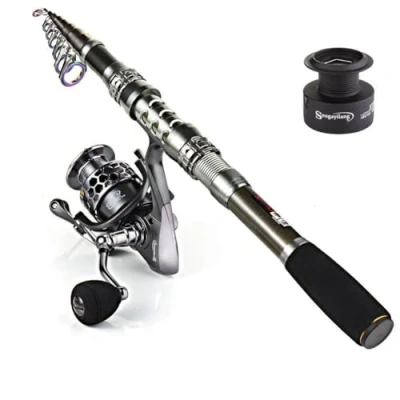 Image of Sougayilang Spinning Fishing Rod and Reel Combos Portable Telescopic Pole reels for Travel Saltwater Freshwater