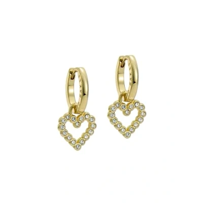 Image of Ted Baker Amora Crystal Halo Heart Huggie Earrings For Women (Gold/Crystal)