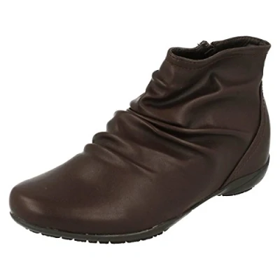 Image of Down To Earth Ladies Casual Ankle Boots Brown Synthetic UK Size 6 EU 39 US 8