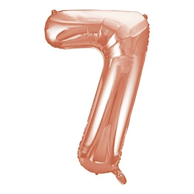 Image of Rose Gold Number 7 Shaped Large Foil Balloon (86cm) 1 Piece Perfect for Birthday Parties and Special Events