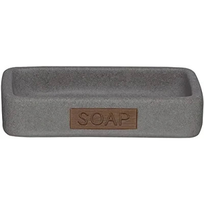 Image of Sealskin Pierra Soap Dish, Polyresin, Grey, 8.6 x 2.5 12.2 cm