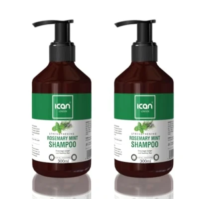 Image of Ican London Rosemary Mint Strengthening Hair Shampoo, 300ml, Pack of 2