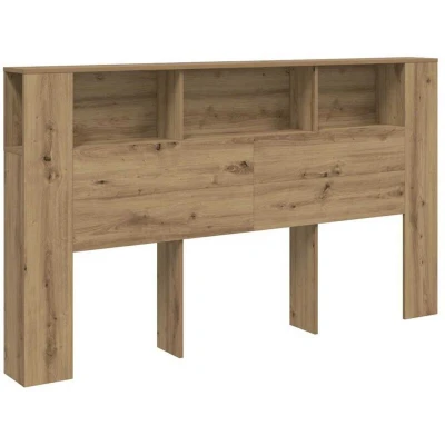 Image of vidaXL Headboard Cabinet/Bookcase Bed Artisan Oak Finish Engineered Wood 180 x 18.5 102.5 cm Bedroom Furniture