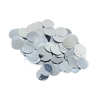 Image of sharprepublic 16mm Mini Tiny Flat Sequins Multi Colors. Loose for Embroidery, Applique, Arts, Crafts and Embellishments 10 Grams Silver