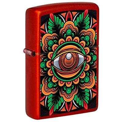 Image of Zippo Lighter, Metallic Red Counter Culture Eye