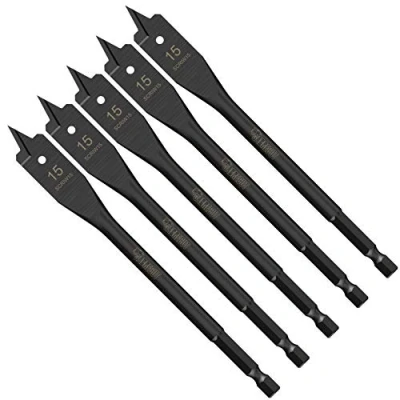 Image of 5 x SabreCut SCRIW15_5 15mm 152mm Impact Rated Flat Wood Spade Bits Compatible with Bosch Dewalt Makita Milwaukee and Many Others