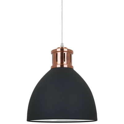 Image of Italux Lighting Industrial and Retro Hanging Pendant Graphite, Red Copper 1 Light with Graphite Shade, E27 ITLMD HN8100 BK+RC