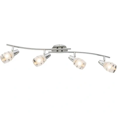 Image of Roy Ceiling Spotlight Bar Chrome Satined Glass Shade 4x E14