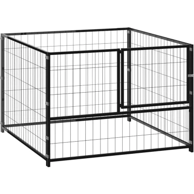 Image of vidaXL Dog Kennel Black 100x100x70 cm Steel