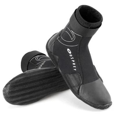 Image of Osprey Adults Wetsuit Boots, 5 mm Neoprene Aqua Boots For Men and Women with Reinforced Toe Heel, UK Adult 9/EU 43, Black