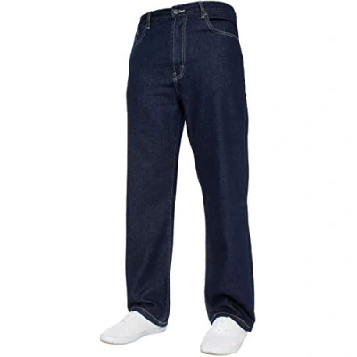 Image of BLUE CIRCLE Men&#039;s Straight Leg Jeans Heavy Duty Work Trousers Regular Fit Inside 27, 29, 31, 33 Inches and Big Waist 30 to 50 (W 32, L 29S, Dark Blue)