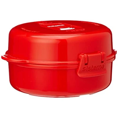 Image of Sistema Easy Eggs Microwave Egg Cooker 270 ml Poacher with Steam Release Vent BPA Free Red 1 Count