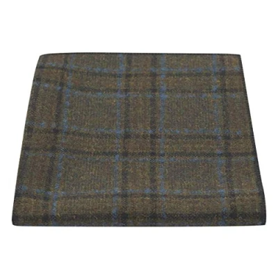 Image of King &amp; Priory Olive Green Brown Check Pocket Square, Tweed, Tartan, Plaid