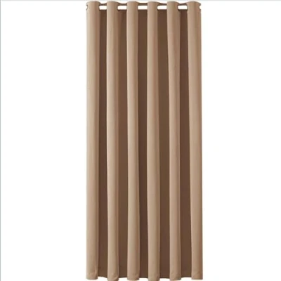 Image of Oxford Homeware Blackout Curtains for Living Room 66x84 Inch Thermal Insulated Beige Door Curtain Eyelet Window Treatment 1 Panel with Tie Back