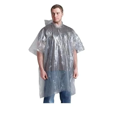 Image of Signature SC Collection 2 X Rain Poncho Clear Waterproof Plastic Disposable Unisex Overall with Hood Emergency Lightweight Coat Stay Dry
