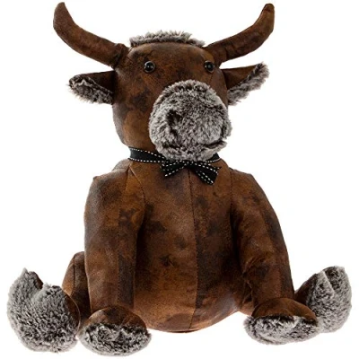 Image of Lesser &amp; Pavey Faux Leather Bull Sitting Doorstop
