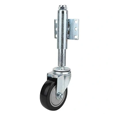 Image of 4&quot; Spring Loaded Gate Castor, Retractable 6.5cm Swivel Caster Wheel Heavy Duty, Shock Absorber Rotating for Garden Wooden Gate, Yard Fence, Load Capacity 120kg (Black)