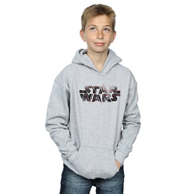 Image of Star Wars Boys The Last Jedi Spray Logo Hoodie 12 13 Years Sport Grey