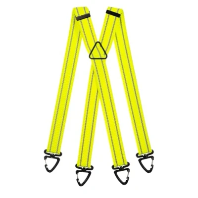 Image of Olata Men’s Hi Vis Reflective Braces/Suspenders with Extra Wide Straps and Plastic Carabiner Clips 4cm, X Shape, Yellow