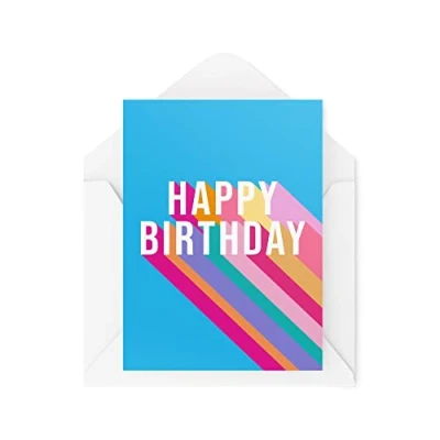 Image of Happy Birthday Cards Rainbow Card For Him Her Friends Bestie Novelty Joke Colleague Friend Colourful Bright Generic CBH582