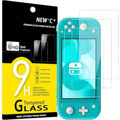 Image of NEW&#039;C 3 Pack Designed for Nintendo Switch lite Screen Protector Tempered Glass,Case Friendly Scratch proof, Bubble Free, Ultra Resistant