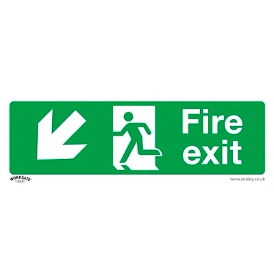 Image of Worksafe Safe Conditions Safety Sign Fire Exit (Down Left) Rigid Plastic