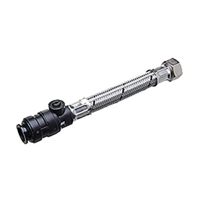 Image of Flexible Tap Hose Connector Pack of 2 Compression or Push Fit with isolating Valve 300mm Long (15mm Pushfit x 3/4&quot;F Isolating)