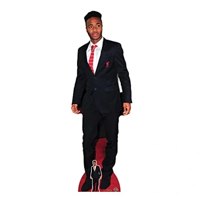 Image of Star Cutouts Ltd CS809 Raheem Sterling English Footballer Lifesize Free Mini Cardboard Cutout Height 172cm, Solid, Multicolour, Regular