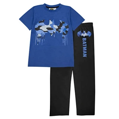 Image of DC Comics Batman Camo Drip Logo Long Pyjamas Set, Kids, 3 13 Years, Black, Official Merchandise