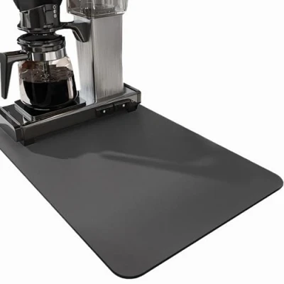 Image of SOQKEEN Dish Drying Mat for Kitchen Counter, 24&quot;x16&quot; Absorbent Hide Stain Mat, Draining Board Mats with Non slip Rubber Backed, Sink Protector Ceramic Sinks, Coffee Machine