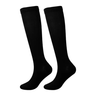 Image of Unisex Xample Miracle Flight Travel Compression Socks Anti Swelling &amp; Fatigue Support High knee for Running Sports DVT Edema Varicose Veins Nursing (Black, UK 7 12.5)