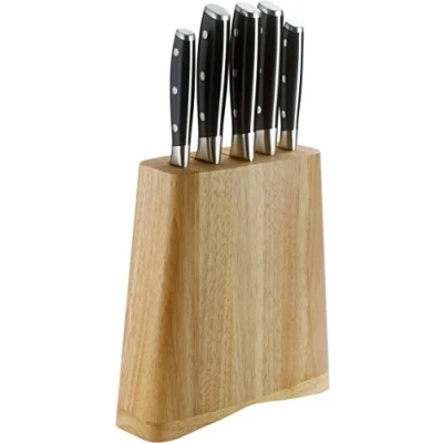 Image of Rockingham Forge Series 6 Piece Knife Block Set 5 Professional Chefs/Kitchen Knives &amp; 1 Solid Wood RF 7090/6B