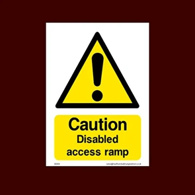 Image of Caution Disabled access ramp Sticker/Self Adhesive Sign Fire, Disabled, Wheelchair, Ramp, Parking, Emergency (DDA14)