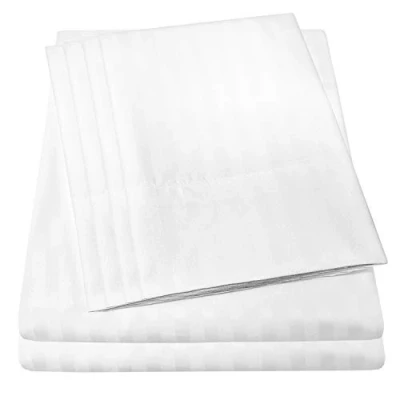 Image of Full Size Bed Sheets 6 Piece 1500 Supreme Collection Fine Brushed Microfiber Deep Pocket Sheet Set Bedding 2 Extra Pillow Cases, Great Value, Full, Dobby White