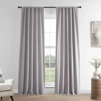 Image of HPD Half Price Drapes French Linen Curtains 96 Inches Long Room Darkening for Bedroom &amp; Living 50 X 96, (1 Panel), Earl Grey