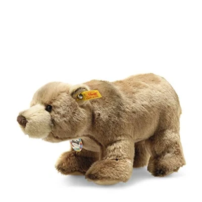 Image of Steiff Back in Time Baerlie Brown Bear, Cute Stuffed Toy with Plastic Eyes, Children, Boys &amp; Girls, Plush 28 cm, Brown, 069420