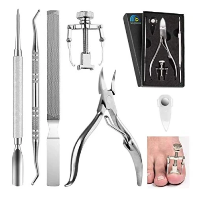 Image of MojiDecor Ingrown Toenail Filae and Ingrowing File, Professional Nail Care Set 6PCS Premium Stainless Steel Manicure Pedicure Set, Nipper Slider File Toe Tool