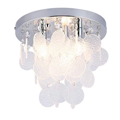 Image of HARPER Living 3xG9 Semi Flush Ceiling Light, Chrome Finish, Waterproof (IP44), Ideal for Room, Bathroom, Bedroom, Kitchen, Hallway, Hotel, B&amp;B