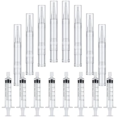 Image of Touch Up Paint Pen, Fillable Brush Pens Wall Repair Kit 3ml Transparent Tube Brushes 5ml Needle Tubes Furniture Fill Pen for Drywall Cabinets Nail Makeup