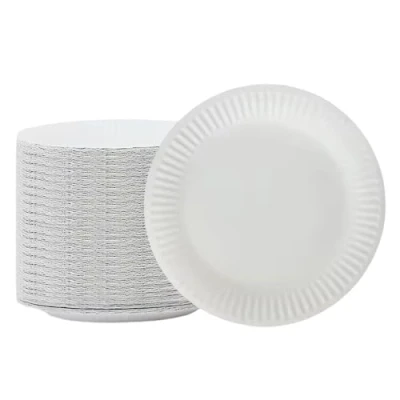 Image of 1ABOVE 100 Pack of 7 inch Disposable Paper Plates, 18cm White Plates Perfect for Everyday use, Ideal BBQ&#039;s, Parties and Events.