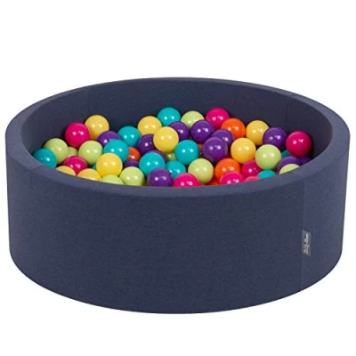 Image of KiddyMoon 90X30cm/300 Balls ∅ 7Cm / 2.75In Baby Foam Ball Pit Made In EU, D.Blue:L.Green/Yellw/Turquois/Orange/D.Pink/Purple