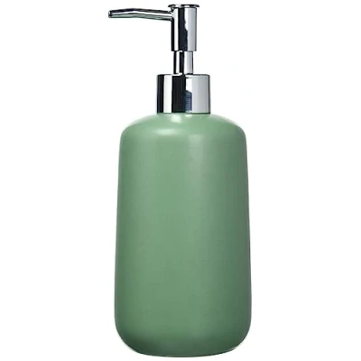 Image of Allstar Olinda Soap Dispenser, Refillable Tapered Hand Dispenser in Frosted Finish, Made of Ceramic, Capacity 500 ml, 8 x 20 7.7 cm, Green