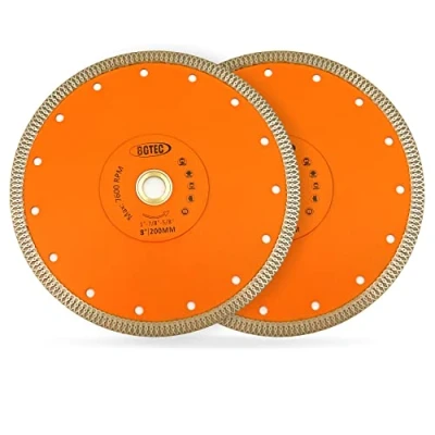 Image of BGTEC Diamond Porcelain Saw Blade, 2pcs 8 Inch/200MM X Mesh Turbo Tiles Blades for Tile Granite Marbles Super Thin Dry/Wet Cutting Disc