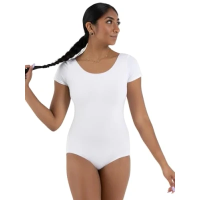Image of Capezio Women&#039;s Classic Short Sleeve Leotard,White,X Large