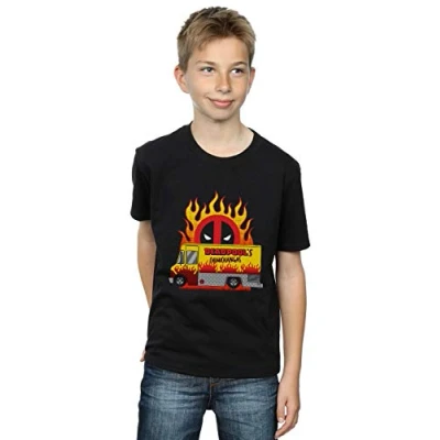Image of Marvel Boys Deadpool Chimichangas Van T Shirt Black 5 6 Years