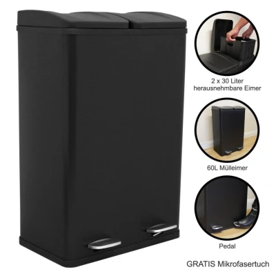 Image of MonsterShop 60L Dual Pedal Bin In Black